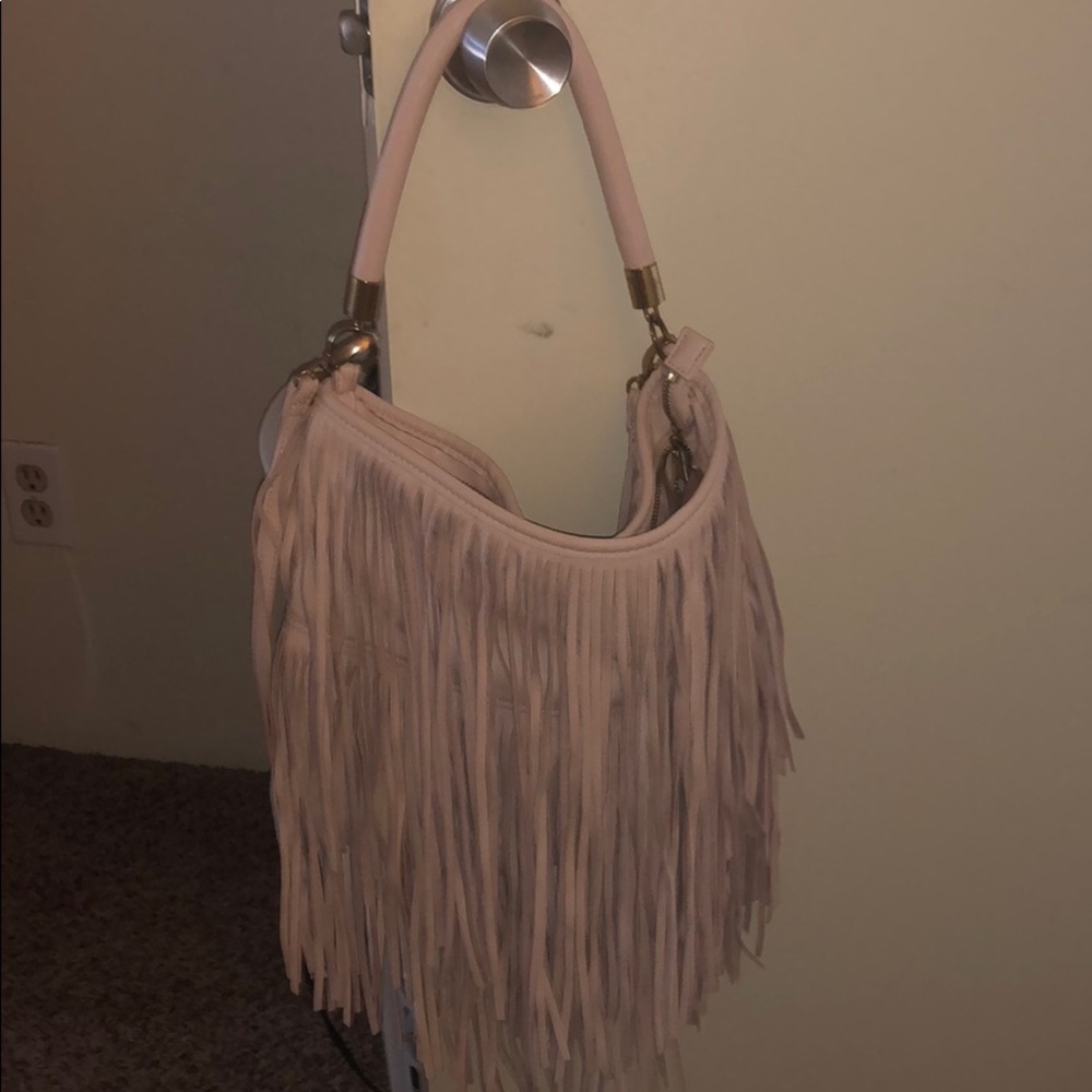 H&M blush pink fringe bag